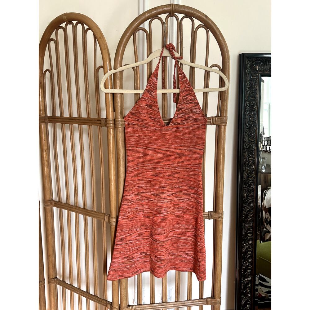 VRG GRL Orange Halter Knit Mini Dress